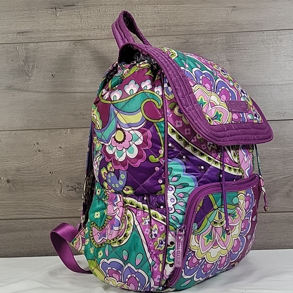 Vera Bradley Heather Purple Paisley Floral Quilted Nylon Backpack - Picture 3 of 12